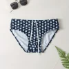 Men's Patriotic Star Chart Swimming Boxer Briefs, Perfect for Summer Surfing and Pool Activities, with Drawstring Swimming Trunk