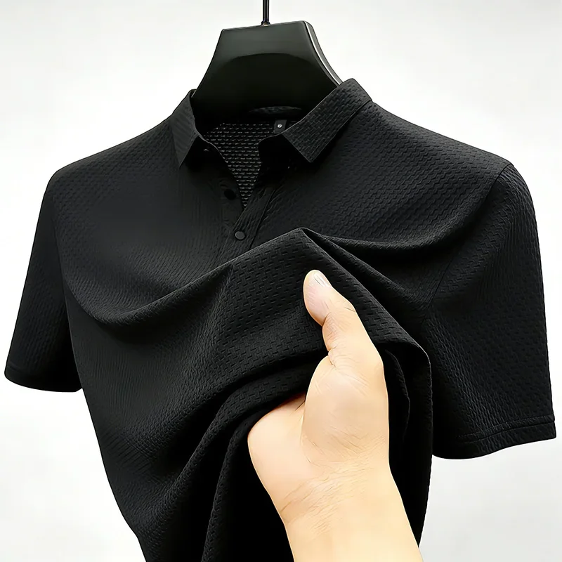 Mens Sporty Short Sleeve Polo Shirt With Waffle Texture Casual Athletic Top Moisture Wicking For Office Work And Weekend Outings - Image 6