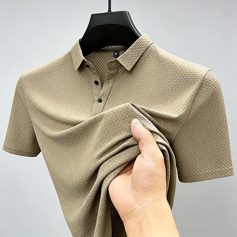 Mens Sporty Short Sleeve Polo Shirt With Waffle Texture Casual Athletic Top Moisture Wicking For Office Work And Weekend Outings - Image 4