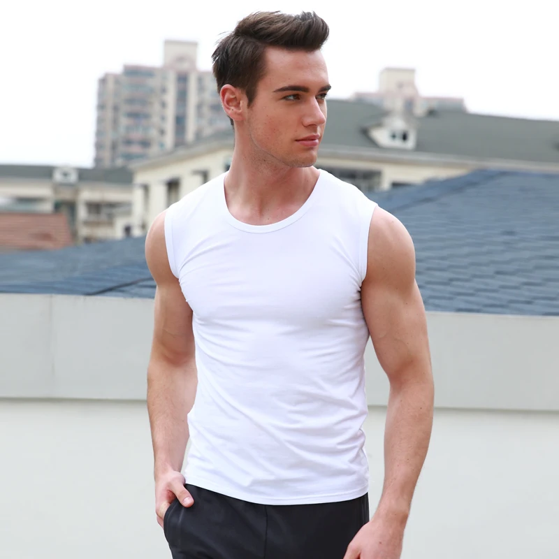 Men's Summer Solid Color Base Joker Sleeveless Vest Cotton Bodybuilding And Self-cultivation Sports Running Bottoming Vest - Image 5