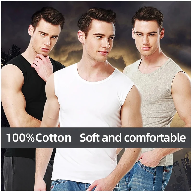 Men's Summer Solid Color Base Joker Sleeveless Vest Cotton Bodybuilding And Self-cultivation Sports Running Bottoming Vest