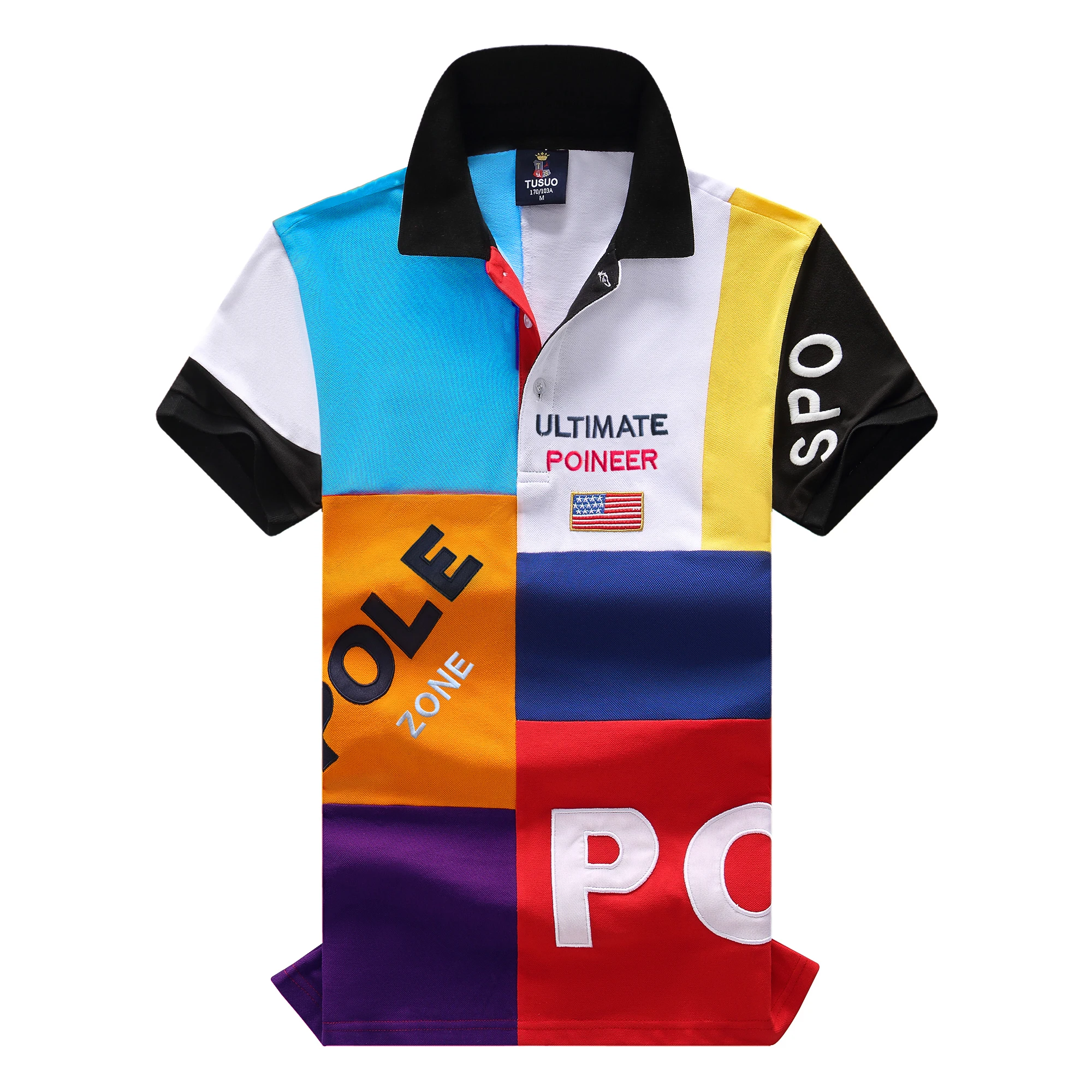 Men's polo shirt USA Royal short casual sport party high-end cotton embroidery luxury contrast Multicolor stitching original - Image 3