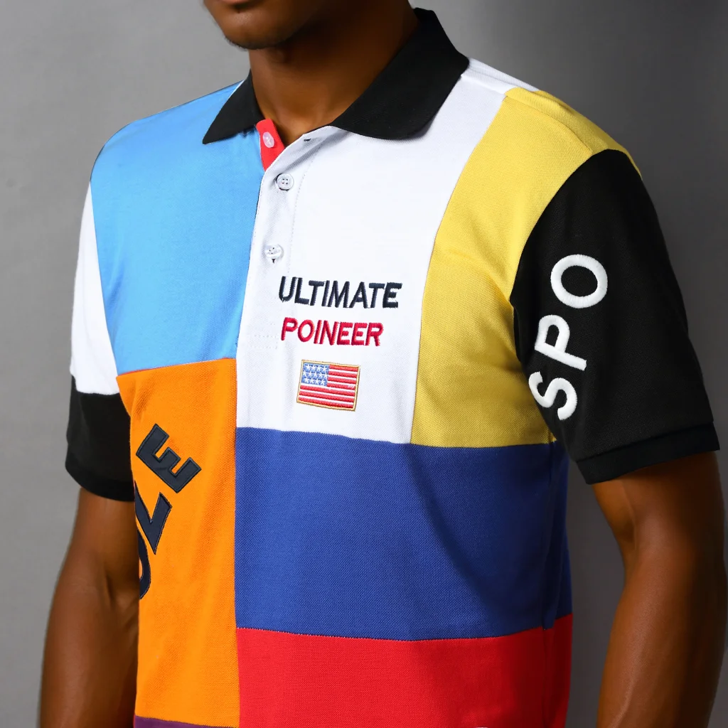 Men's polo shirt USA Royal short casual sport party high-end cotton embroidery luxury contrast Multicolor stitching original - Image 4