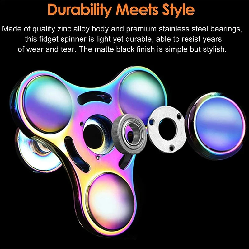 Metal Rainbow Fidget Spinner Colorful EDC Hand Spinner Anti-Anxiety Toy for Children Adult Relieves Stress Finger Spinner Gifts - Image 6