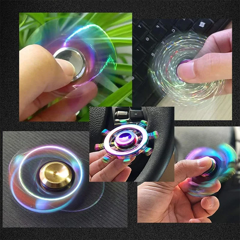 Metal Rainbow Fidget Spinner Colorful EDC Hand Spinner Anti-Anxiety Toy for Children Adult Relieves Stress Finger Spinner Gifts - Image 4