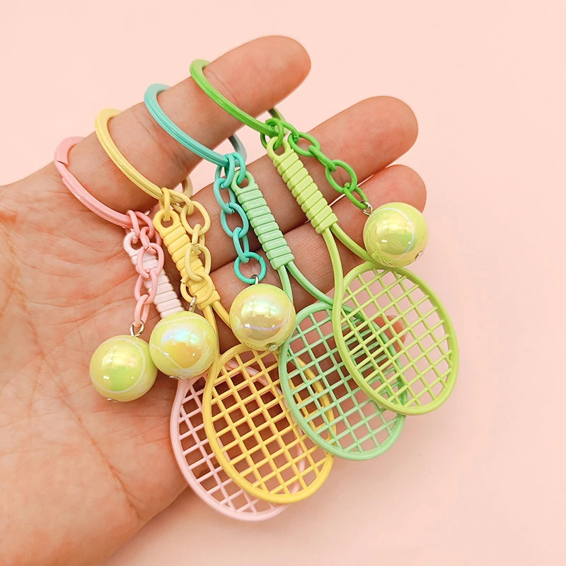 Mini Keychain Tennis Party Favors Tennis Ball Key Ring Tennis Bag Pendant Sports Keychain For Boys Girls School Carnival Reward - Image 2