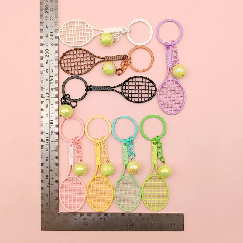 Mini Keychain Tennis Party Favors Tennis Ball Key Ring Tennis Bag Pendant Sports Keychain For Boys Girls School Carnival Reward - Image 4