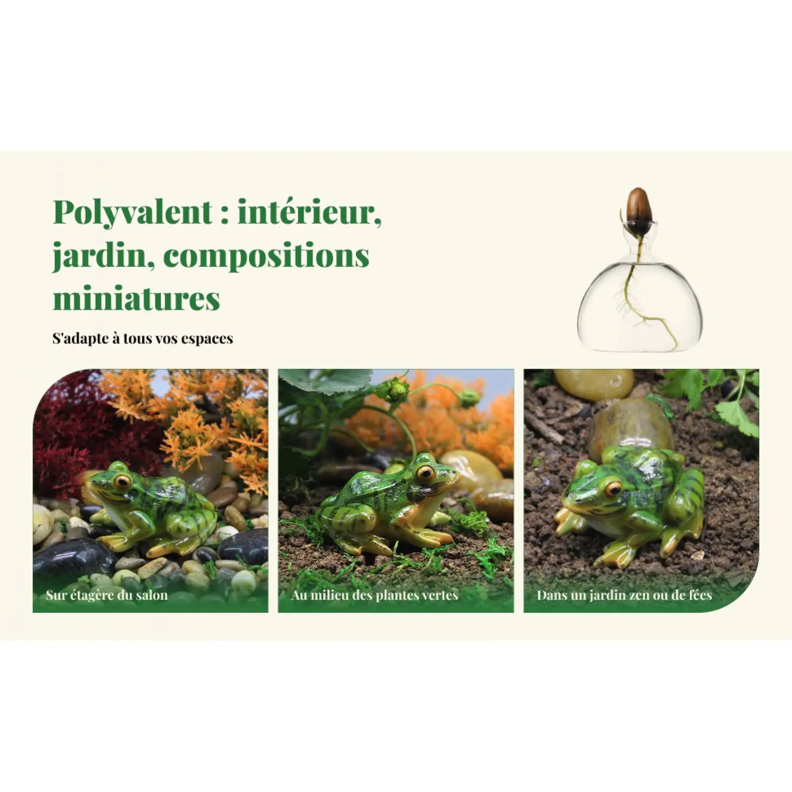 Miniature Garden Cute Frog Big Eyes Statue Decoration Sculpture Outdoor