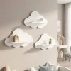 Modern Style Wooden Wall Storage Rack Durable Stable Cloud Shape Shelf Minimalist Wall Mounted Shelves Storage