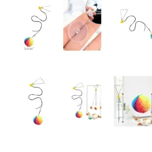 Motion Activated Plush Cats Tease Hanging Door Colorful Ball Cats Elastic Toy