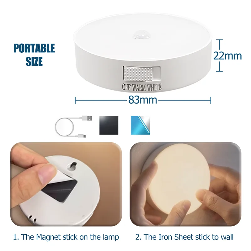Motion Sensor Light USB Rechargeable Night Light LED Lamp for Kitchen Bedroom Stairs Hallway Cabinet Closet Wardrobe Nightlight - Image 6