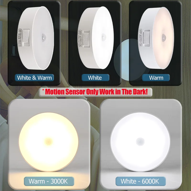 Motion Sensor Light USB Rechargeable Night Light LED Lamp for Kitchen Bedroom Stairs Hallway Cabinet Closet Wardrobe Nightlight - Image 3