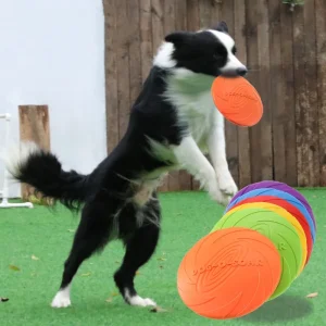Multicolor Silicone Flying Saucer Dog Toys - Fashion Resistant Chew Interactive Puppy Outdoor Game Training Chew Toys