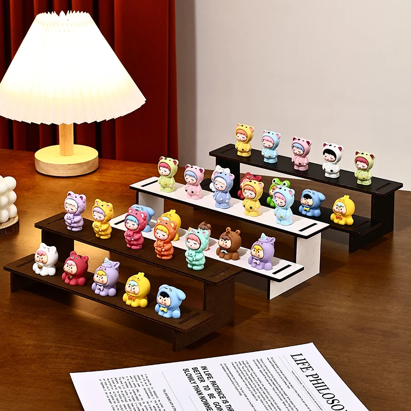 Multilayer Wooden Figure Display Stand Large Capacity Shelf Desktop Organizer for Collectible Dolls Figurines Perfume Bottles - Image 2