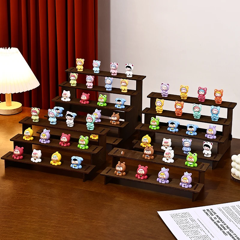 Multilayer Wooden Figure Display Stand Large Capacity Shelf Desktop Organizer for Collectible Dolls Figurines Perfume Bottles - Image 3