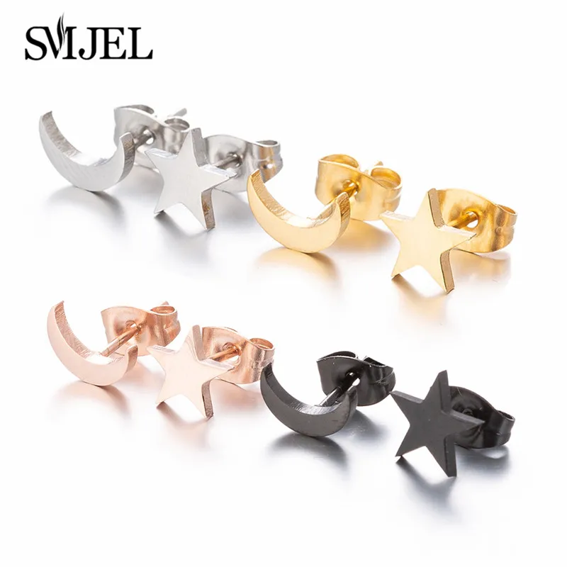 Multiple Stainless Steel Star Moon Earrings for Women Girls Minimalist Moon Sun Earings Piercing Jewelry Celestial Birthday Gift - Image 4