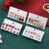 New Christmas Snowflake Santa Tree Deer Bell Gloves Snowflake Earrings Ladies Party Holiday New Year Jewelry Accessories