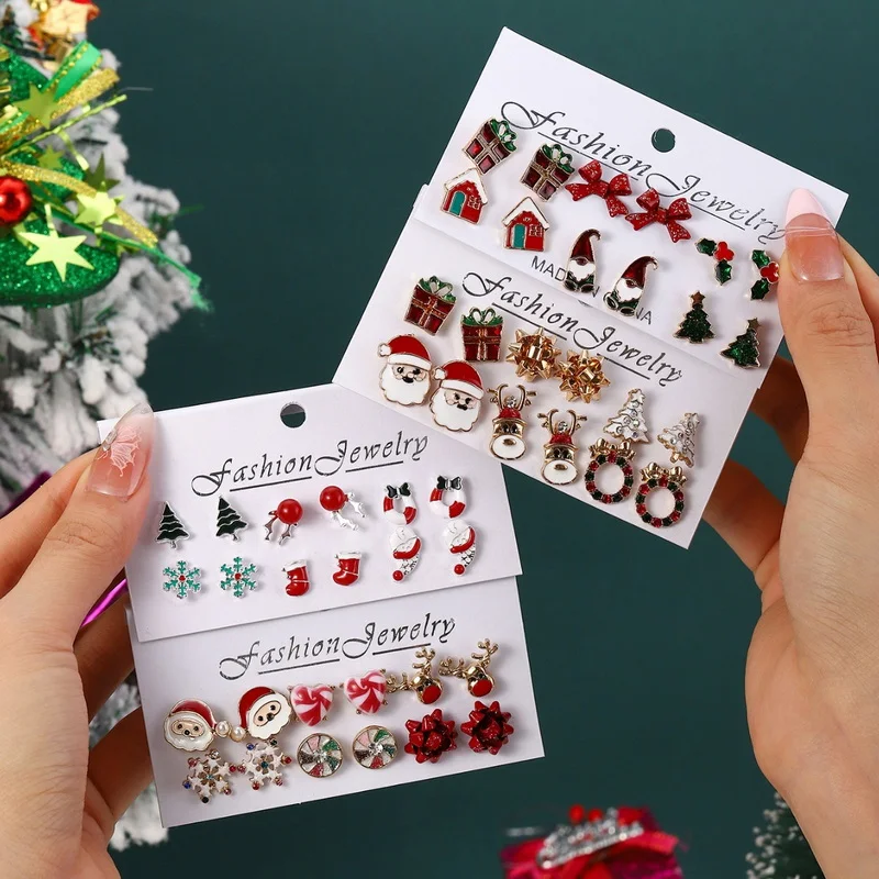 New Christmas Snowflake Santa Tree Deer Bell Gloves Snowflake Earrings Ladies Party Holiday New Year Jewelry Accessories - Image 2