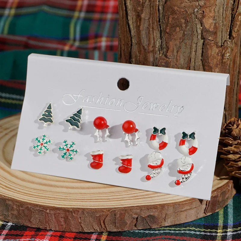 New Christmas Snowflake Santa Tree Deer Bell Gloves Snowflake Earrings Ladies Party Holiday New Year Jewelry Accessories - Image 6