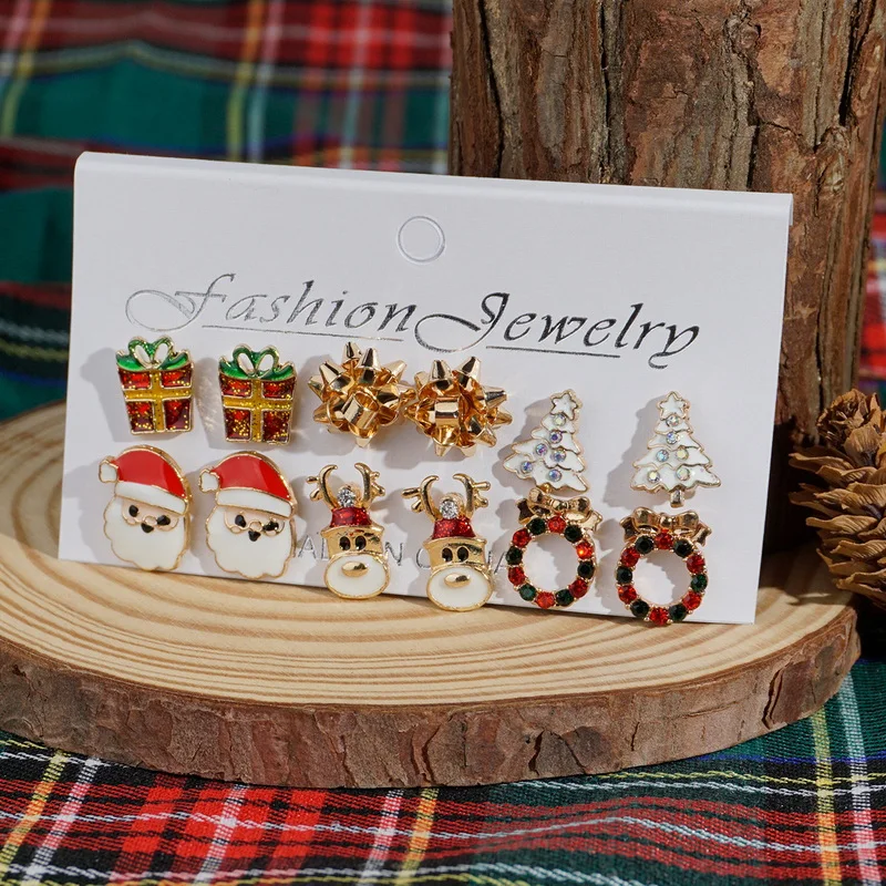 New Christmas Snowflake Santa Tree Deer Bell Gloves Snowflake Earrings Ladies Party Holiday New Year Jewelry Accessories - Image 4