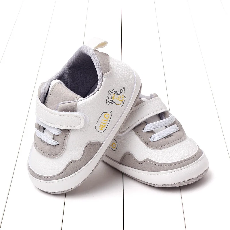New Color Blocked 0-18M Spring And Autumn Baby Shoes For Men And Women PU Cartoon Printed Casual Sports Soft Soled Baby Walking - Image 2