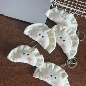 New Cute Plush Dumpling Pendant Keychain Soft Stuffed Keyrings For Boy Girl For Bag Decorations Plush Toys Student Accessories