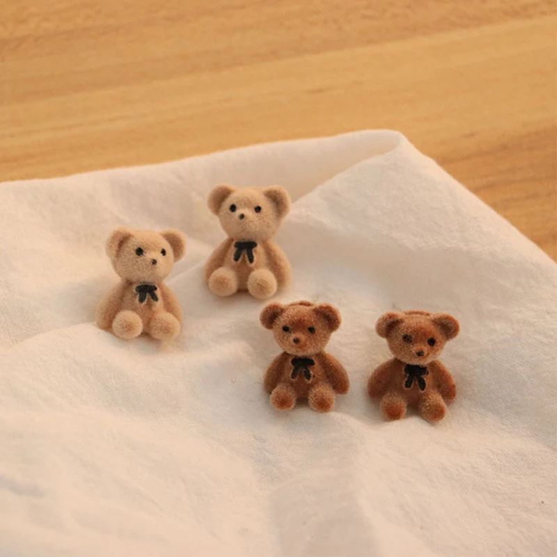 New Design Cute Flocking Plush Rabbit Stud Earrings for Women Korean Fashion Brown Animal Bear Earring Jewelry Party Girls Gift - Image 2