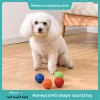 New Dog Toys Bite Resistant Interactive Throwing Sound Honeycomb Balls Natural Rubber Teething Clean Teeth Toys Pet Products