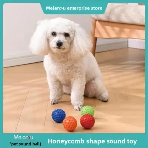 New Dog Toys Bite Resistant Interactive Throwing Sound Honeycomb Balls Natural Rubber Teething Clean Teeth Toys Pet Products
