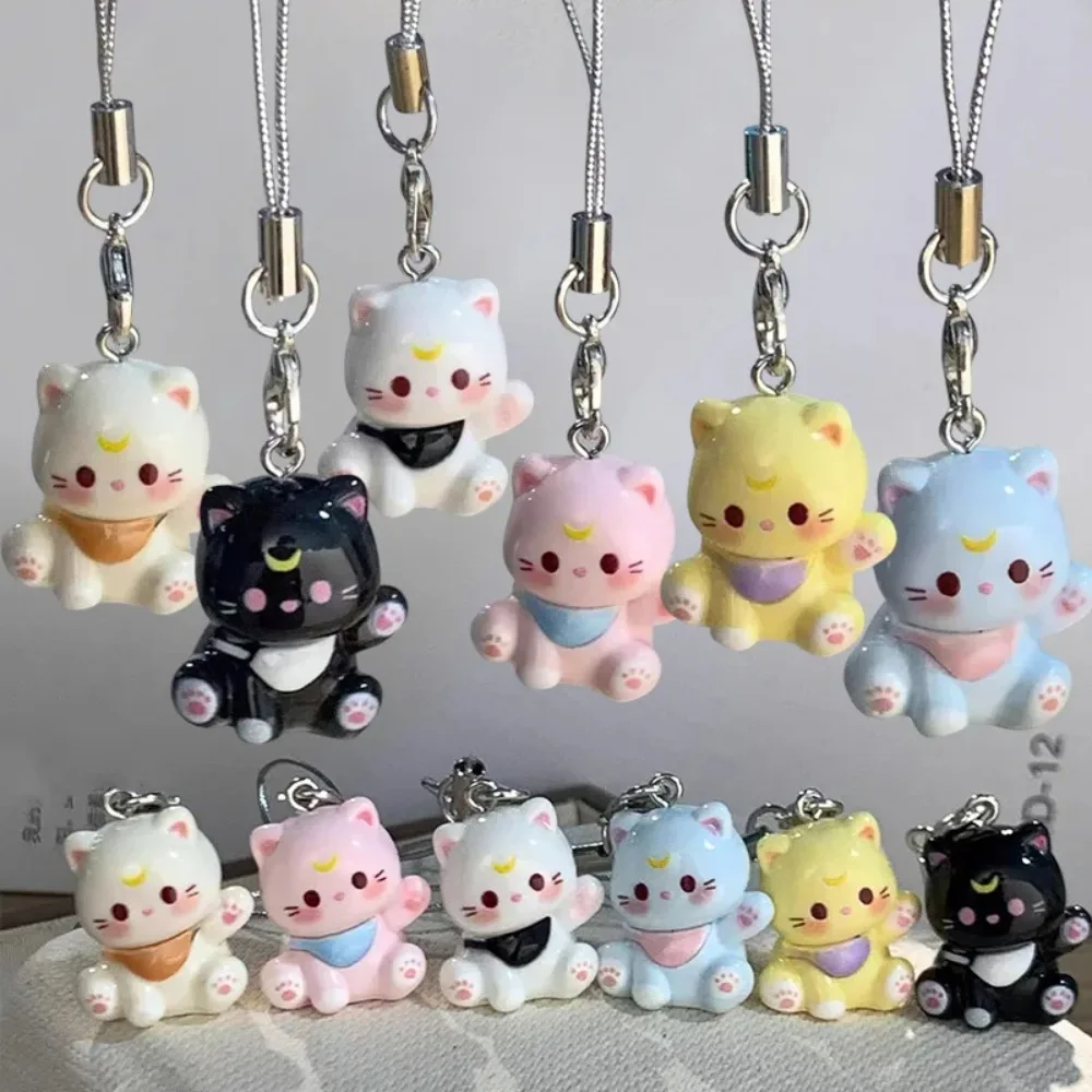 New Fashion Cartoon Small Cat Cute Keychain Phone Chain Resin Keyring Bag Pendant Couple Key Chains Gifts Women for Jewelry - Image 4