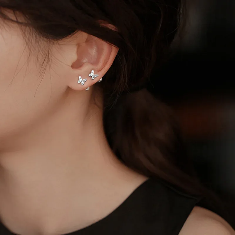 New Fashion Cute Butterfly Stud Earrings For Women Female Silver Color Ear Girls Elegant Jewelry Accessories Gifts - Image 4