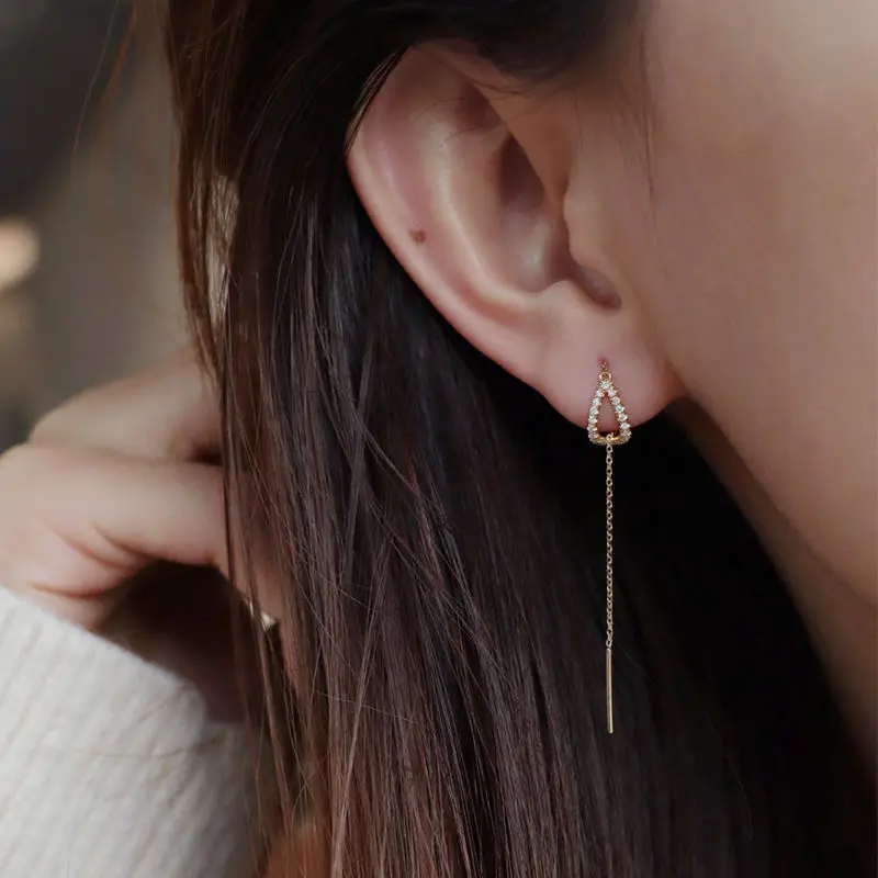 New Fashion Minimalist Long Earring Silver Color Simple Tassel Chain Statement Earrings Women Korea Joker Ear Line Jewelry Gift - Image 2