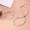 New Fashion Sweet Tulip Flower Necklace Bracelet Set For Women Elegant Pearl Clavicle Chain Necklace Party Jewelry Gift
