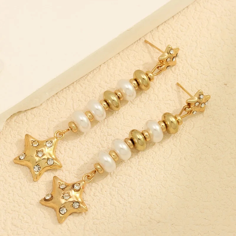 New French original fashion necklace earring set with elegant and niche design moon star earrings high end accessories earrings - Image 4