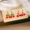 New Red Strawberry Cherry Dangle Earrings For Women 3D Simulated Fruit Lemon Cherry Watermelon Earring Party Jewelry Gifts