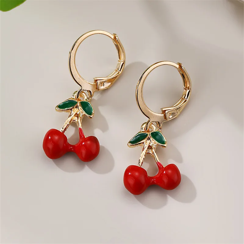 New Red Strawberry Cherry Dangle Earrings For Women 3D Simulated Fruit Lemon Cherry Watermelon Earring Party Jewelry Gifts - Image 5