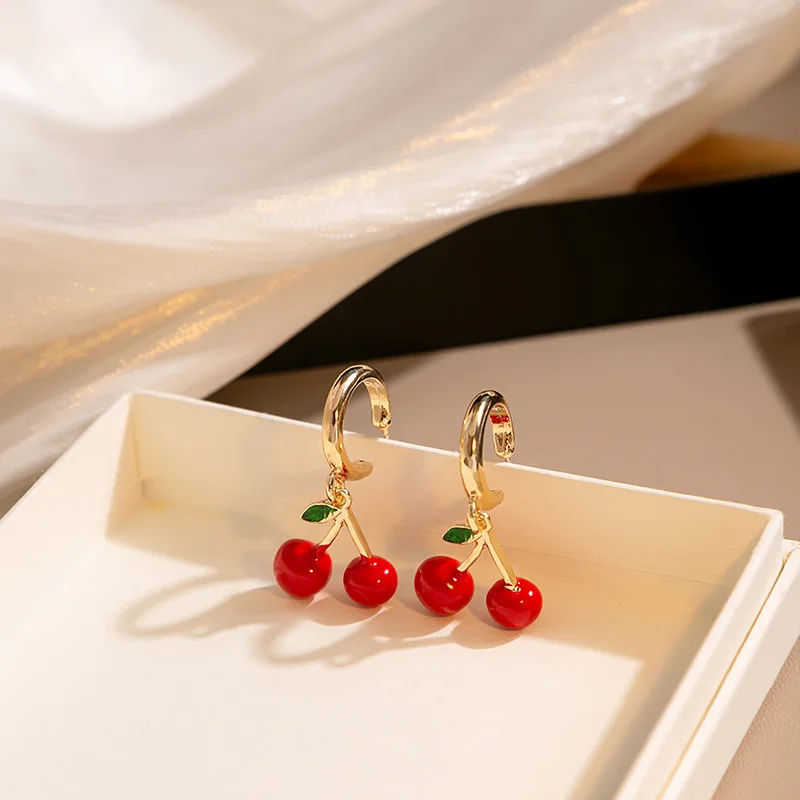 New Red Strawberry Cherry Dangle Earrings For Women 3D Simulated Fruit Lemon Cherry Watermelon Earring Party Jewelry Gifts - Image 3