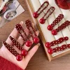 New Vintage Korean Red Polka Dot Hair Clip for Women Girls Sweet Cute Duckbill Clips Side Hairbands Hair Accessories 6cm Заколка