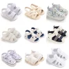 New White Summer Cartoon Print 0-18M Men's Baby Sandals With Fabric Sole Anti Slip Baby Sandals And Walking Shoes