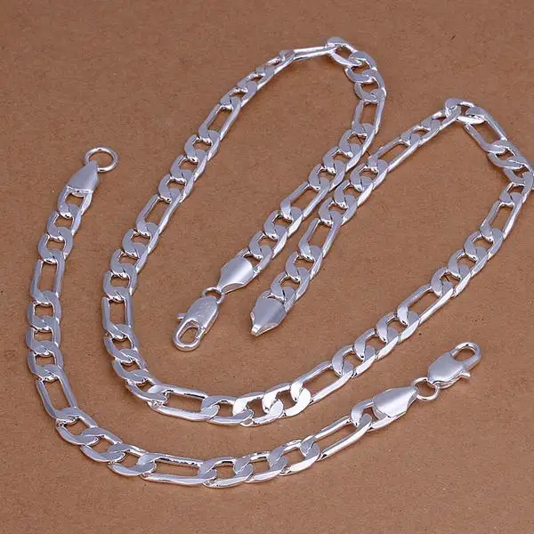New arrive 925 Sterling Silver 18K Gold y2k 6MM Geometry Bracelets Neckalce Jewelry Sets for Women Men Fashion Gifts Wedding - Image 2