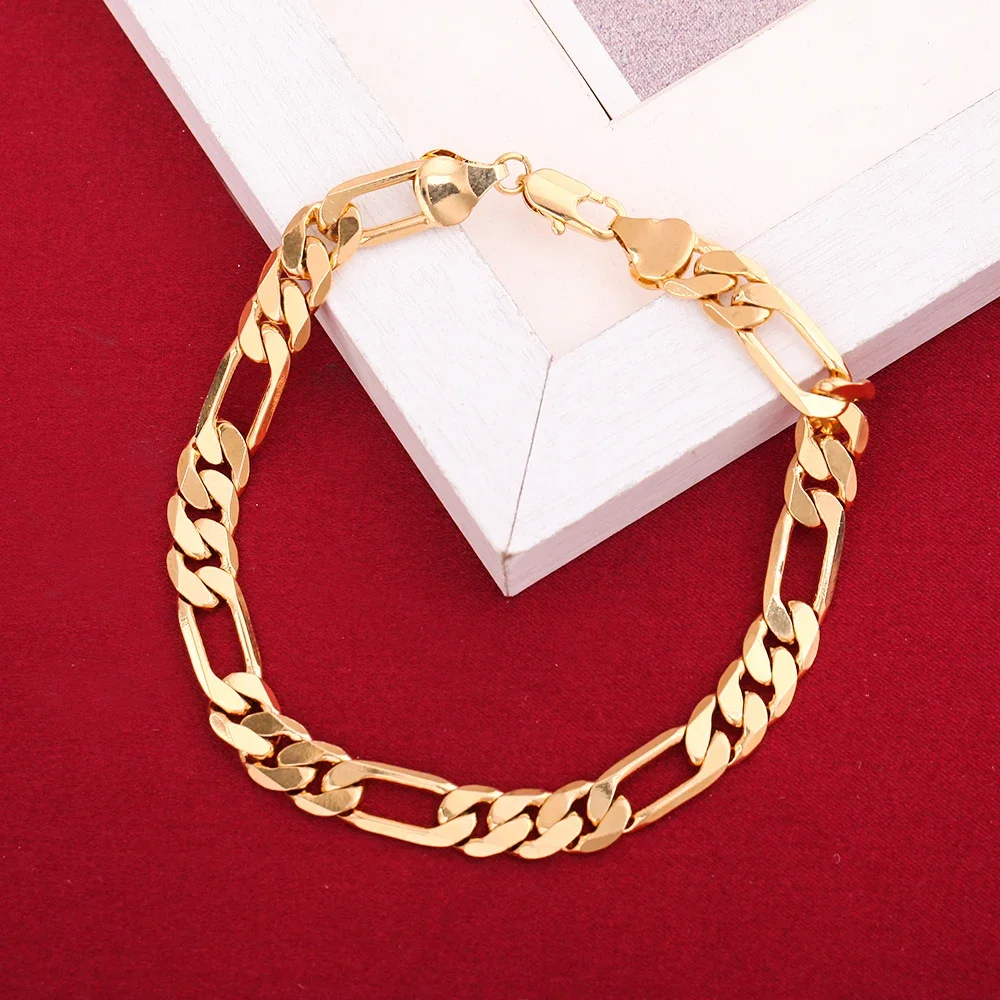 New arrive 925 Sterling Silver 18K Gold y2k 6MM Geometry Bracelets Neckalce Jewelry Sets for Women Men Fashion Gifts Wedding - Image 3