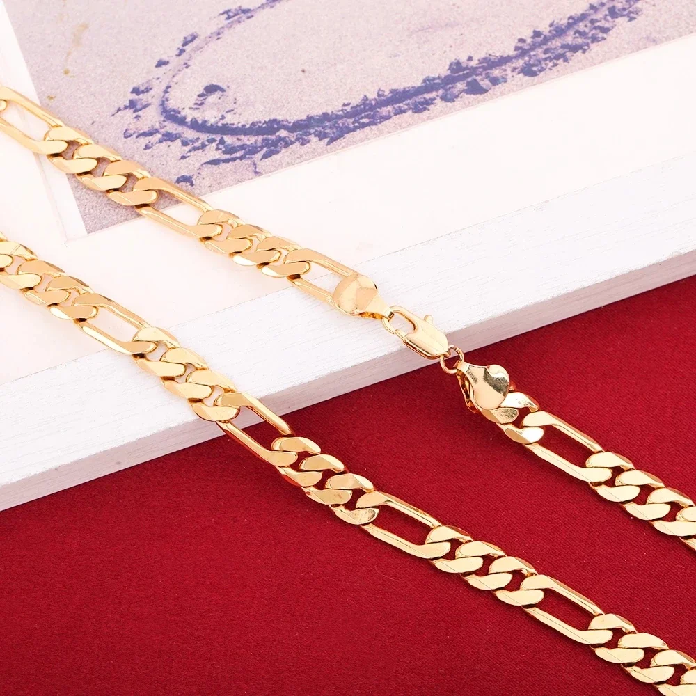 New arrive 925 Sterling Silver 18K Gold y2k 6MM Geometry Bracelets Neckalce Jewelry Sets for Women Men Fashion Gifts Wedding - Image 4