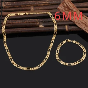 New arrive 925 Sterling Silver 18K Gold y2k 6MM Geometry Bracelets Neckalce Jewelry Sets for Women Men Fashion Gifts Wedding