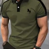 New men's summer training striped print comfortable breathable polo short sleeved T-shirt outdoor urban casual top