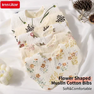 Newborn Baby Bibs Absorbent Cotton 6 Layers Gauze Drool Towel Bandana Petal Crepe Fabric Soft And Comfortable Durable Bibs Infan