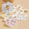 Newborn Baby Saliva Towel, Pure Cotton Waterproof Knitted Petal Bib, Double Snap Closure, Soft and Absorbent