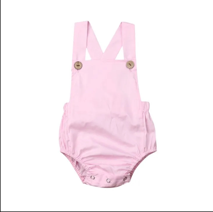 Newborn Infant Baby Boy Girl Playsuit Summer Button Jumpsuit Striped Casual Sleeveless Backless Solid Outfits Clothes - Image 5