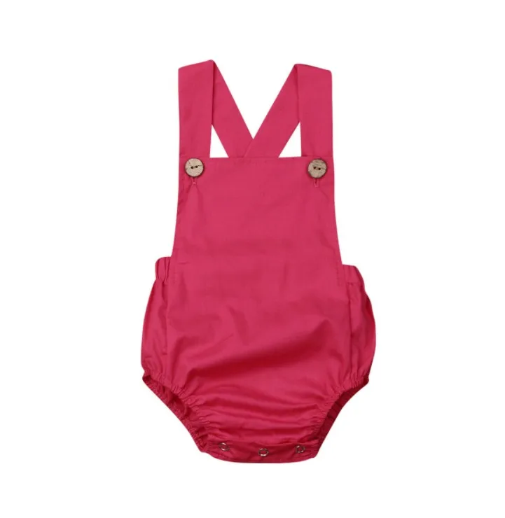 Newborn Infant Baby Boy Girl Playsuit Summer Button Jumpsuit Striped Casual Sleeveless Backless Solid Outfits Clothes - Image 6