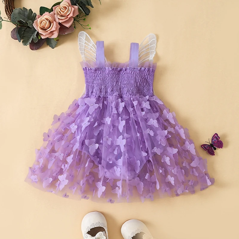 Newborn Toddler Baby Girl Romper Dress Outfit Sleeveless Butterfly Tulle Romper Jumpsuits Tutu Dress Summer Clothes 0-24M - Image 3