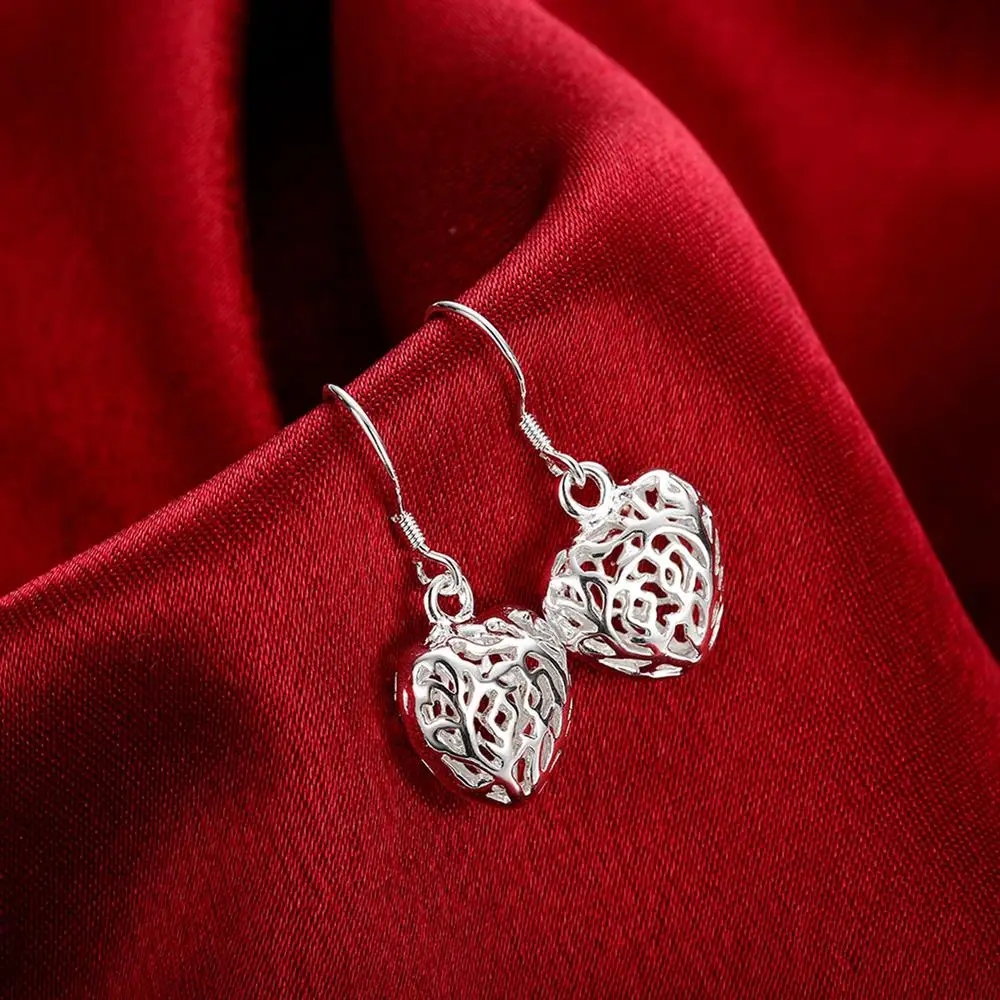 Noble 925 Sterling Silver Stunning Hollow Heart Necklaces Earrings for Women Fashion Jewelry Sets Boutique Accessories Gifts - Image 4